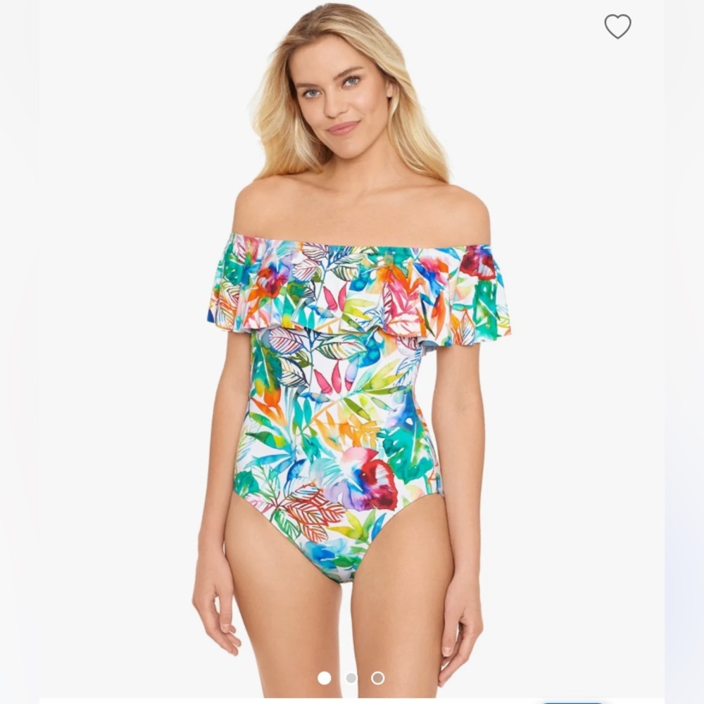 Lauren Ralph Lauren tropical Caribbean off the shoulder one piece swimsuit